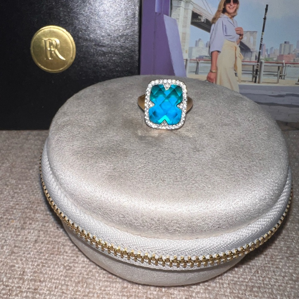 Freida Rothman Elegant Gold and Blue Ring SZ 7
